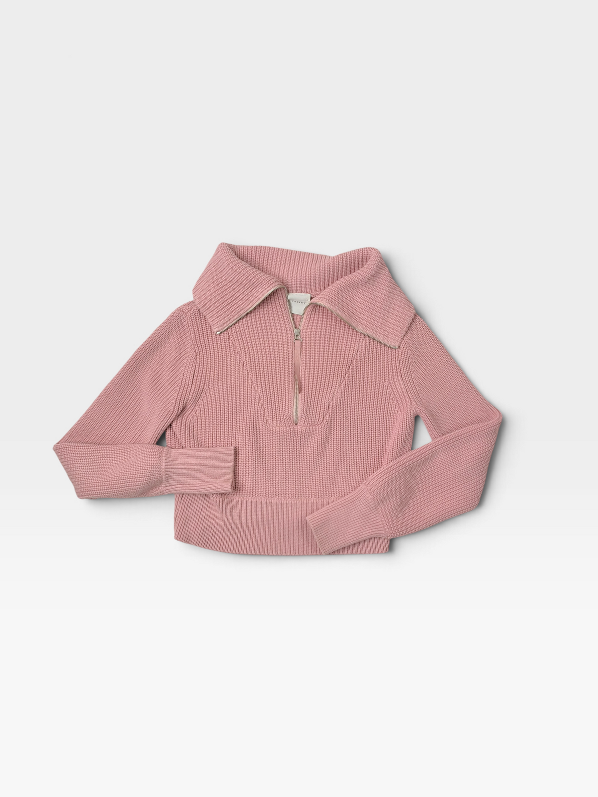 PINK VARLEY KNIT ZIP-UP SWEATER (ORG. $148) | XXS
