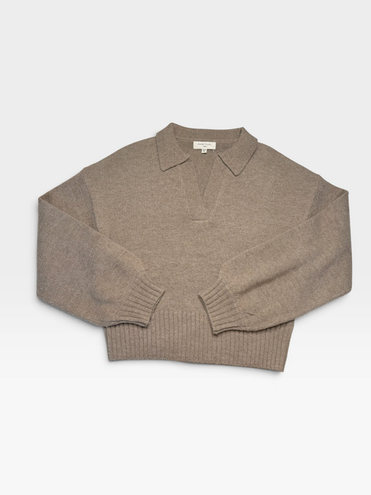 TAN HABITUAL V-NECK SWEATER | M