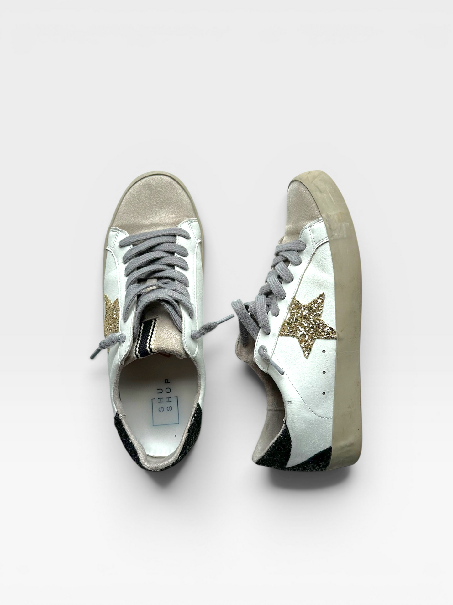 WHITE/TAN SHU SHOP SNEAKERS 6.5