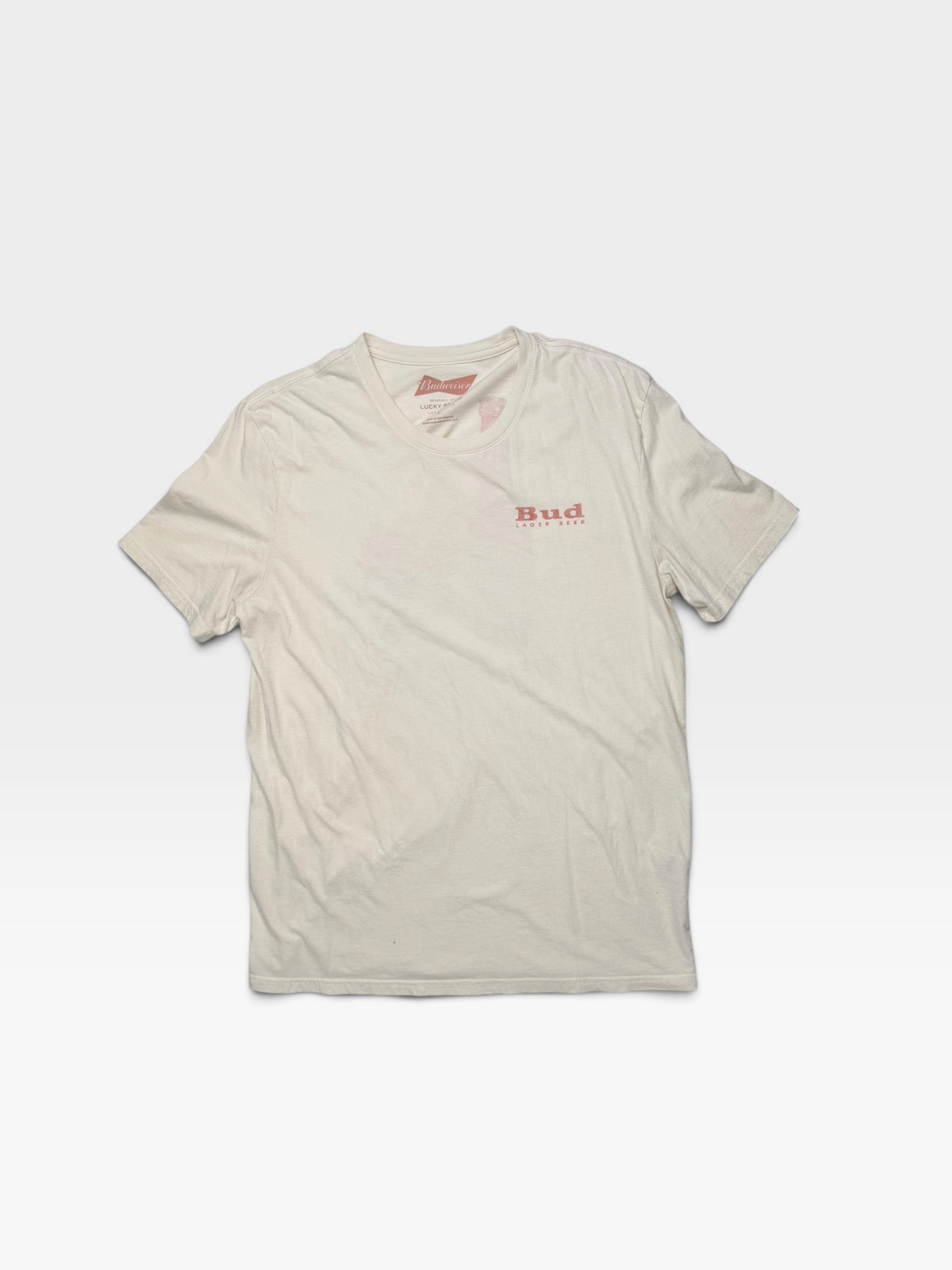 CREAM LUCKY BRAND BUDWEISER TSHIRT L