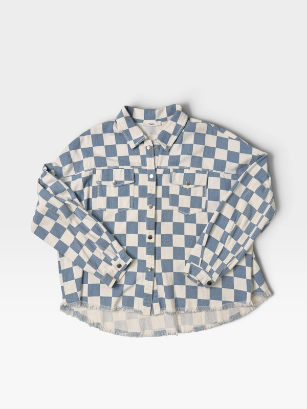 BLUE/WHITE CHECKERED TALULAH JACKET L