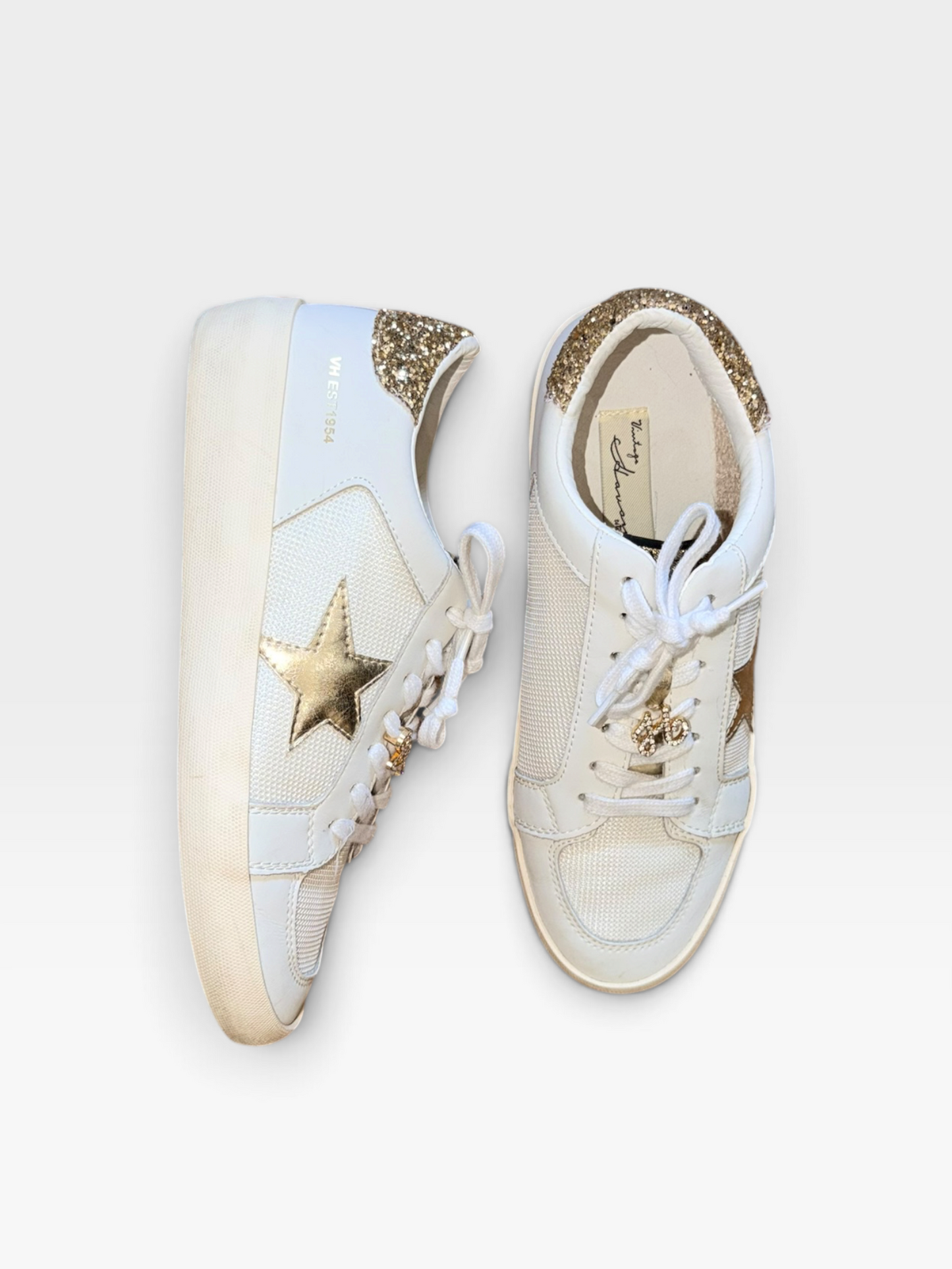 WHITE/GOLD VINTAGE HAVANA SHOES 9