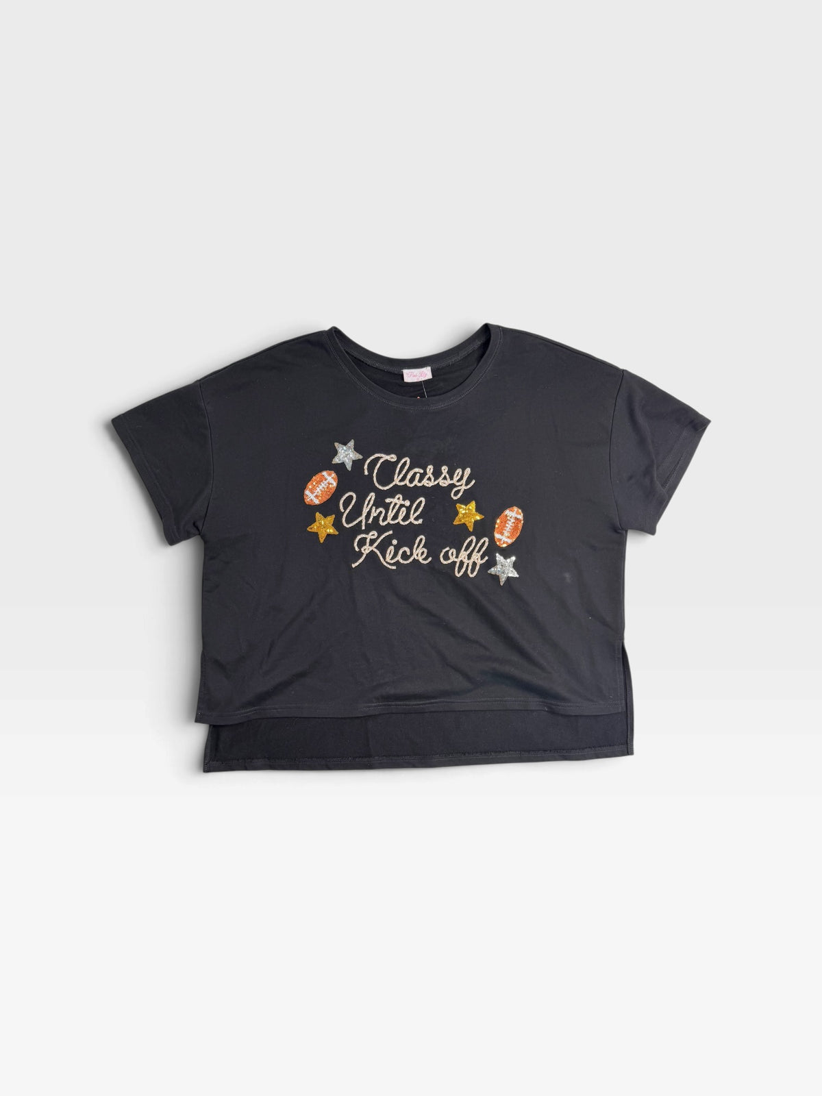 BLACK/PINK LILLY SEQUIN CLASSY UNTIL KICKOFF TOP | L
