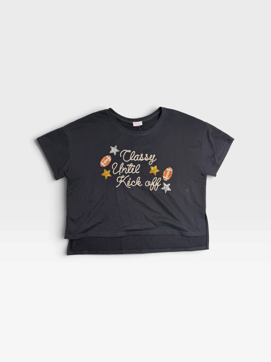 BLACK/PINK LILLY SEQUIN CLASSY UNTIL KICKOFF TOP | L