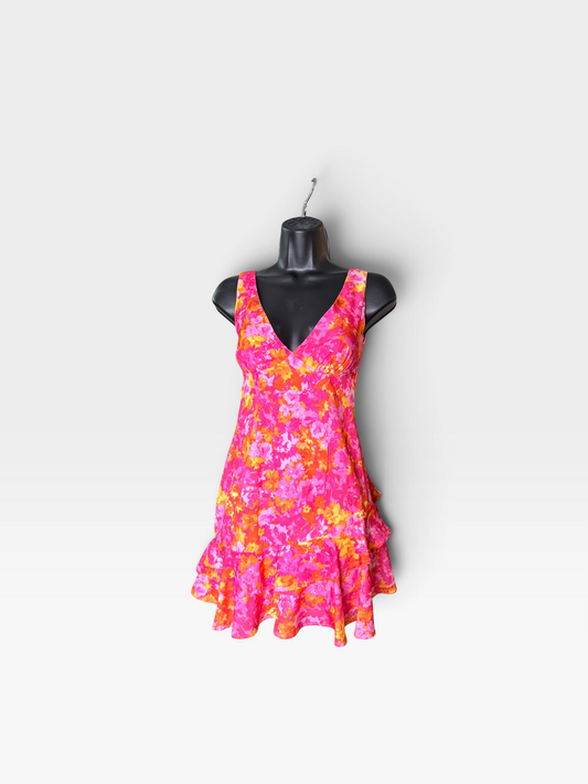 PINK, ORANGE & YELLOW HELLO MOLLY DRESS XS