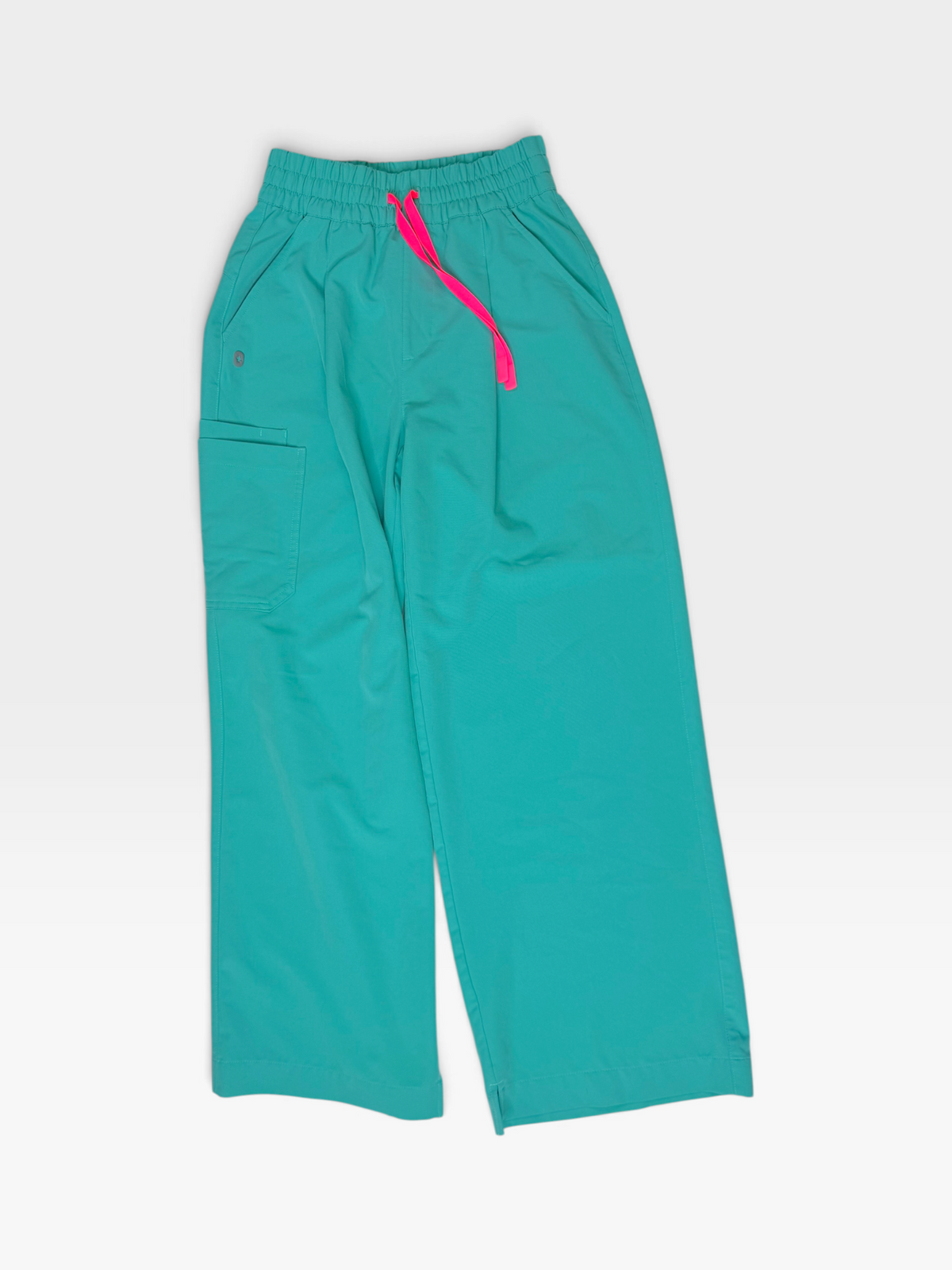 TEAL FIGS SCRUB PANTS WITH PINK DRAWSTRING | XS