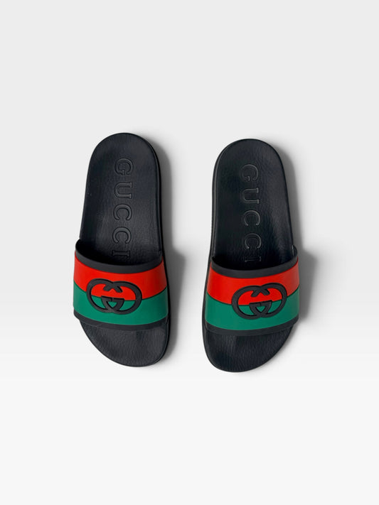 BLACK GUCCI (AUTH) INTERLOCKING SLIDES (ORG. $350) 39