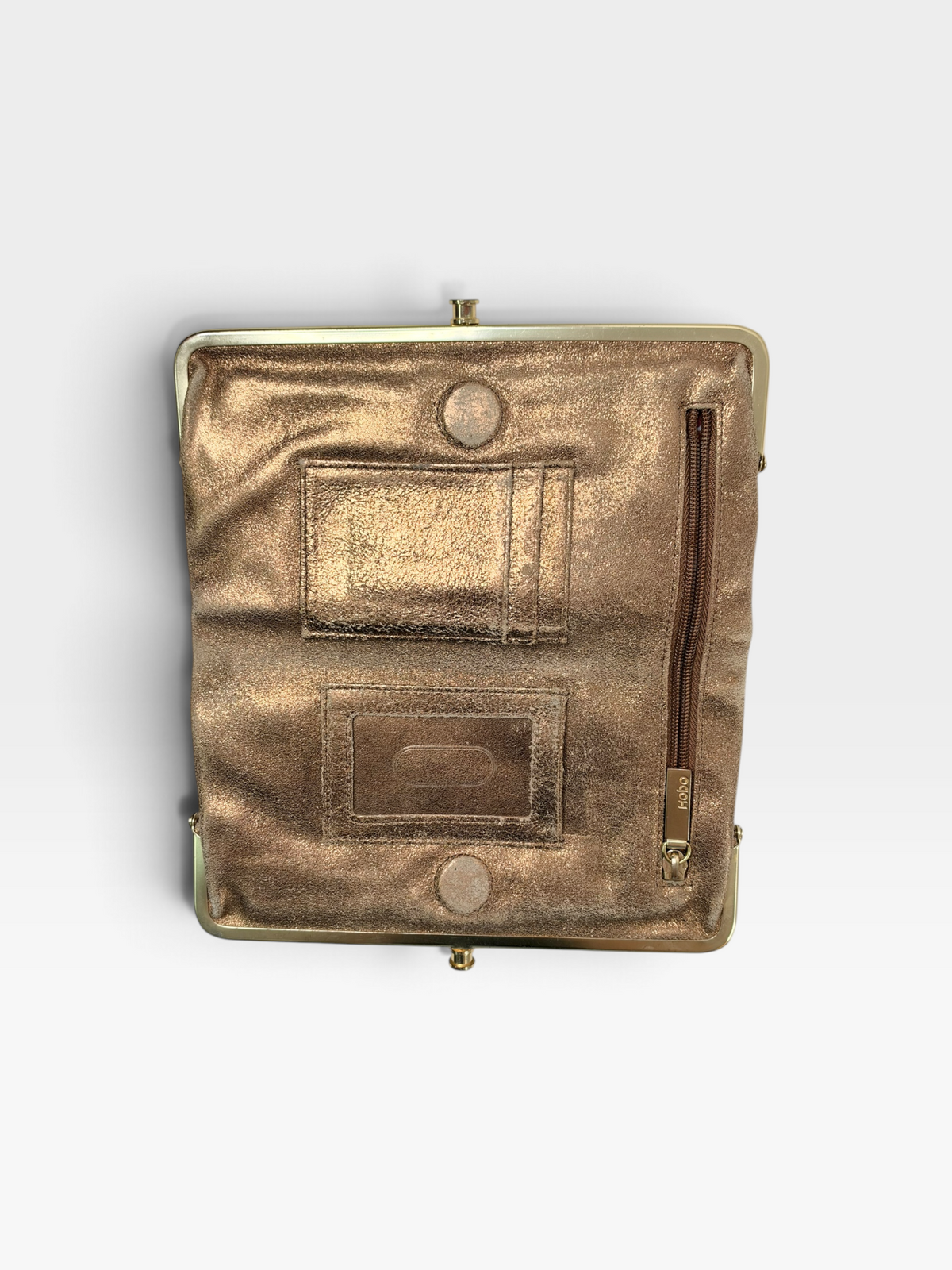 GOLD HOBO LAUREN METALLIC LEATHER WALLET