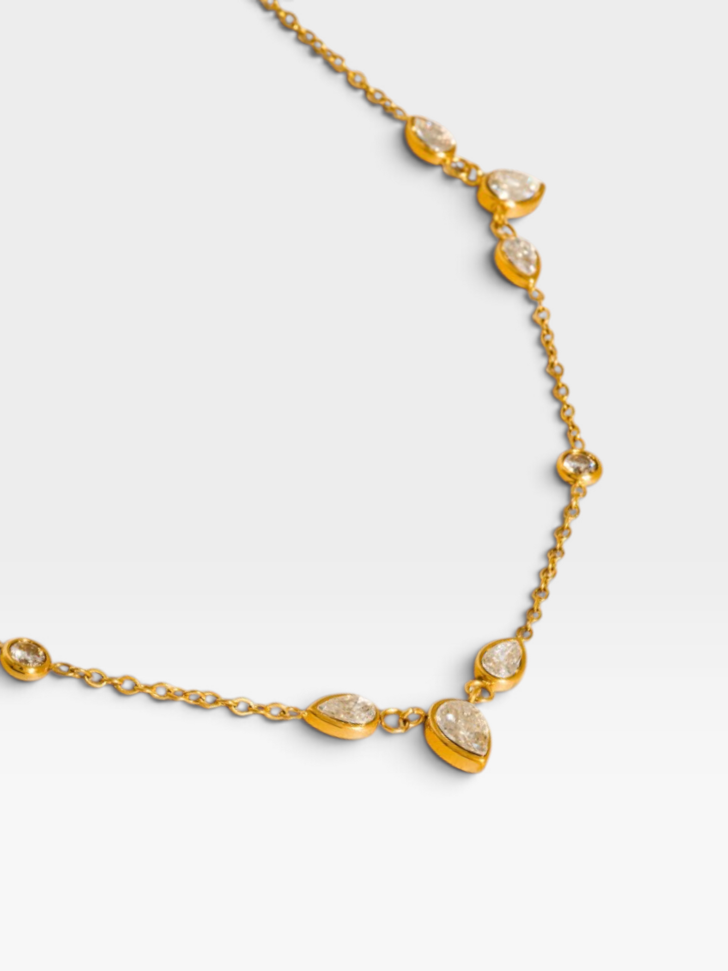 18K GOLD CZ TEARDROP NECKLACE