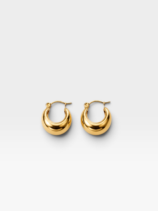18K GOLD NON-TARNISH CHUNKY HOOP EARRINGS