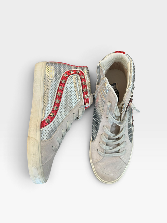 SILVER/RED VINTAGE HAVANA HIGH TOPS 10