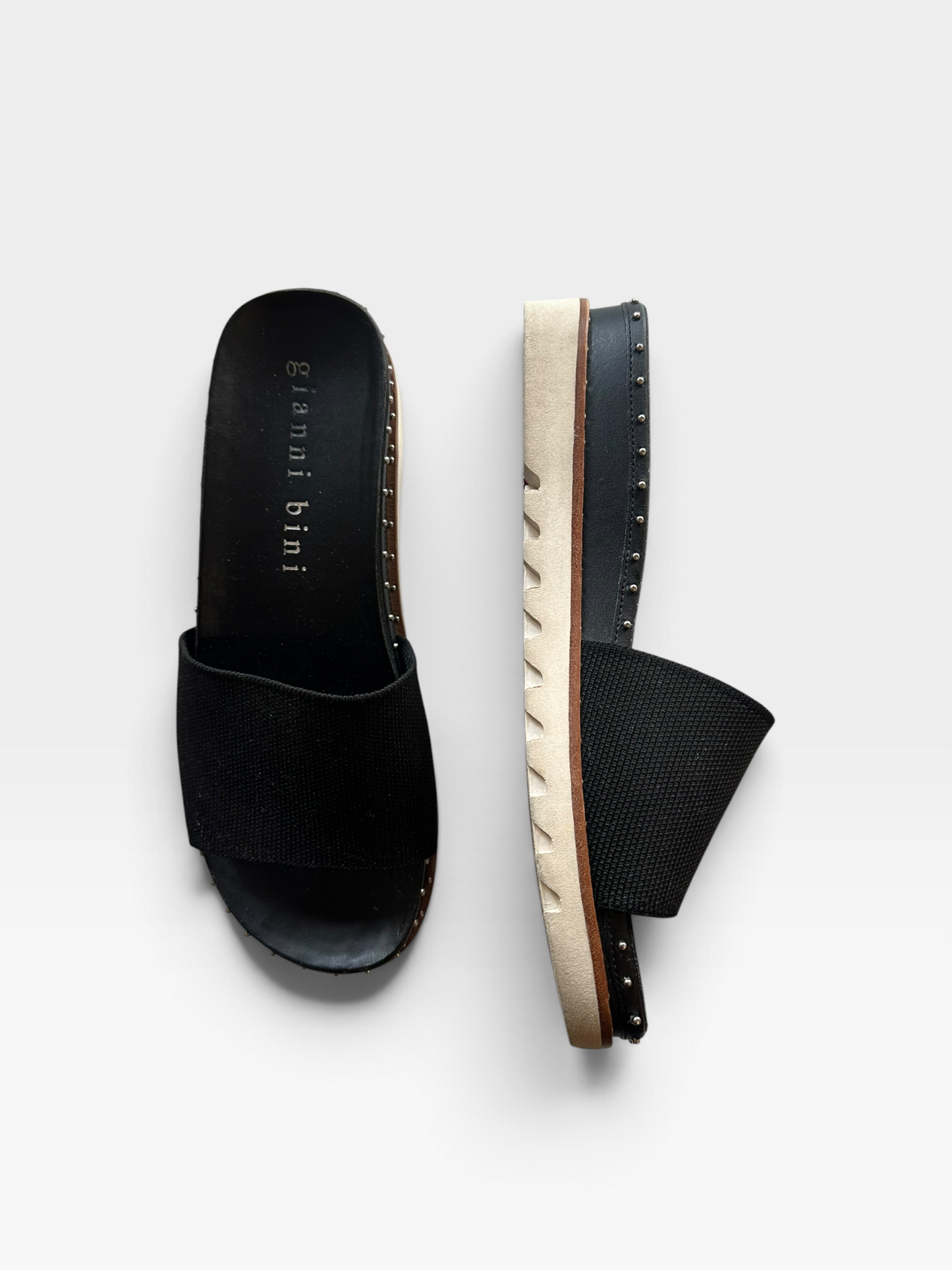 BLACK GB STUDED SANDALS 7.5