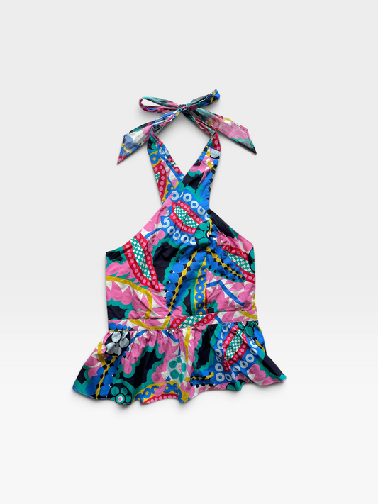 COLORFUL J.CREW HALTER TOP S