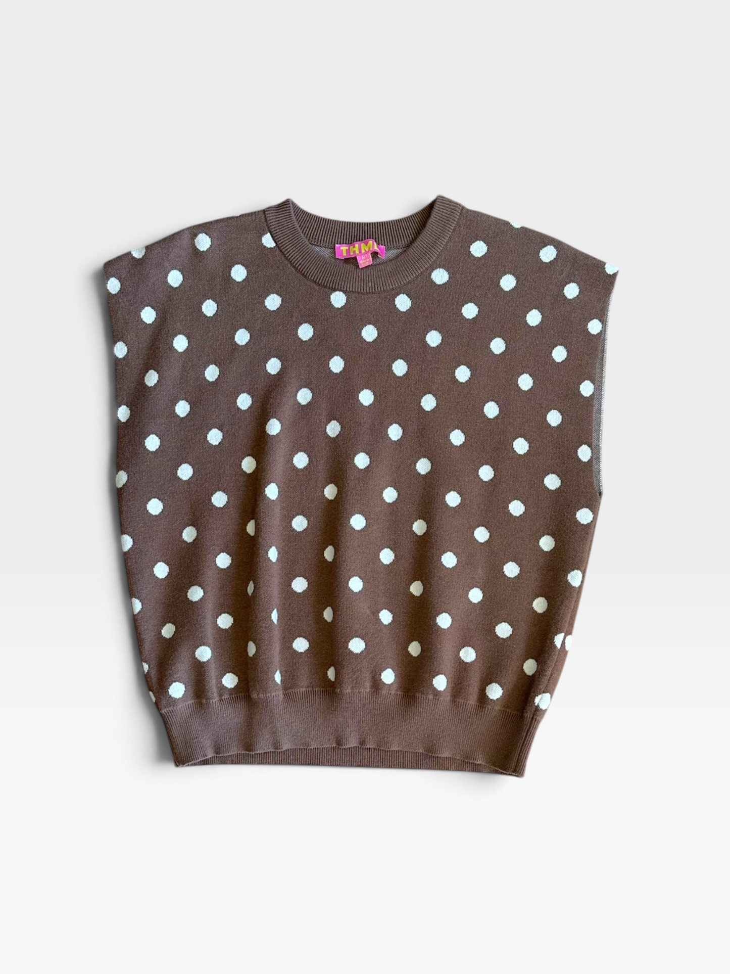 BROWN THML POLKA DOT SWEATER VEST M
