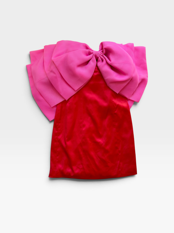 PINK/RED BOW DRESS (ORG. $120) M