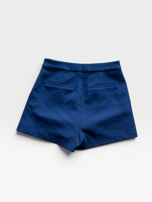 NAVY ENDLESS ROSE GOLD BUTTON DETAIL SHORTS (ORG. $80) S