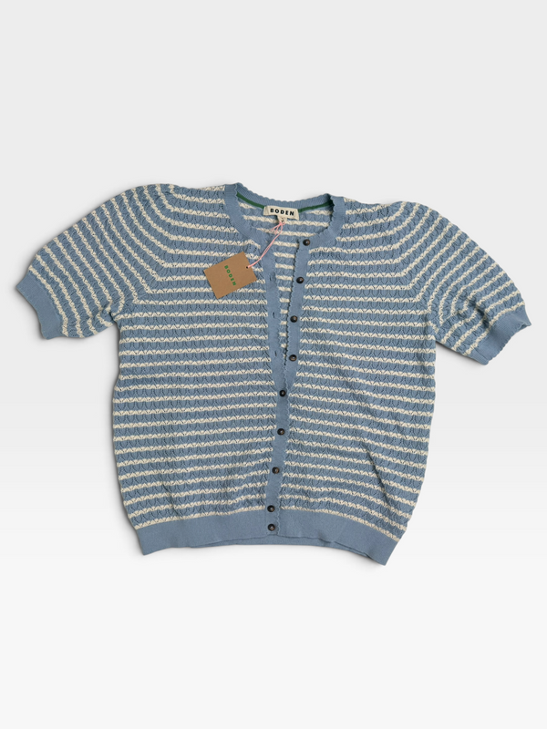 BLUE/WHITE BODEN KNIT TOP (NWT) M