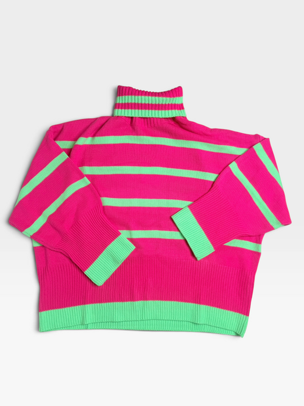 NEON PINK/LIME DAVI & DANI TURTLE NECK SWEATER (NWT $59) L