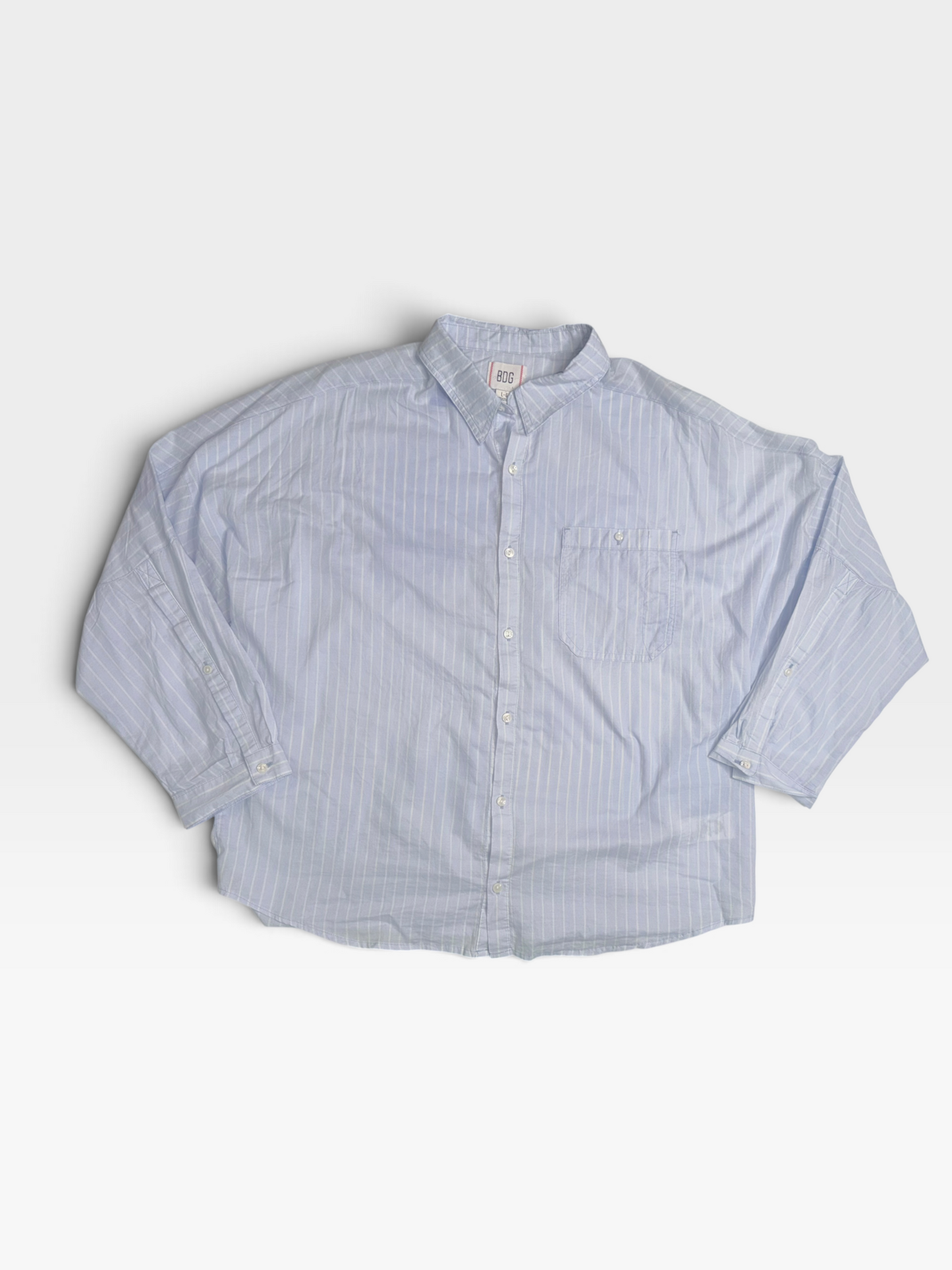 BLUE/WHITE STRIPE BDG TOP L