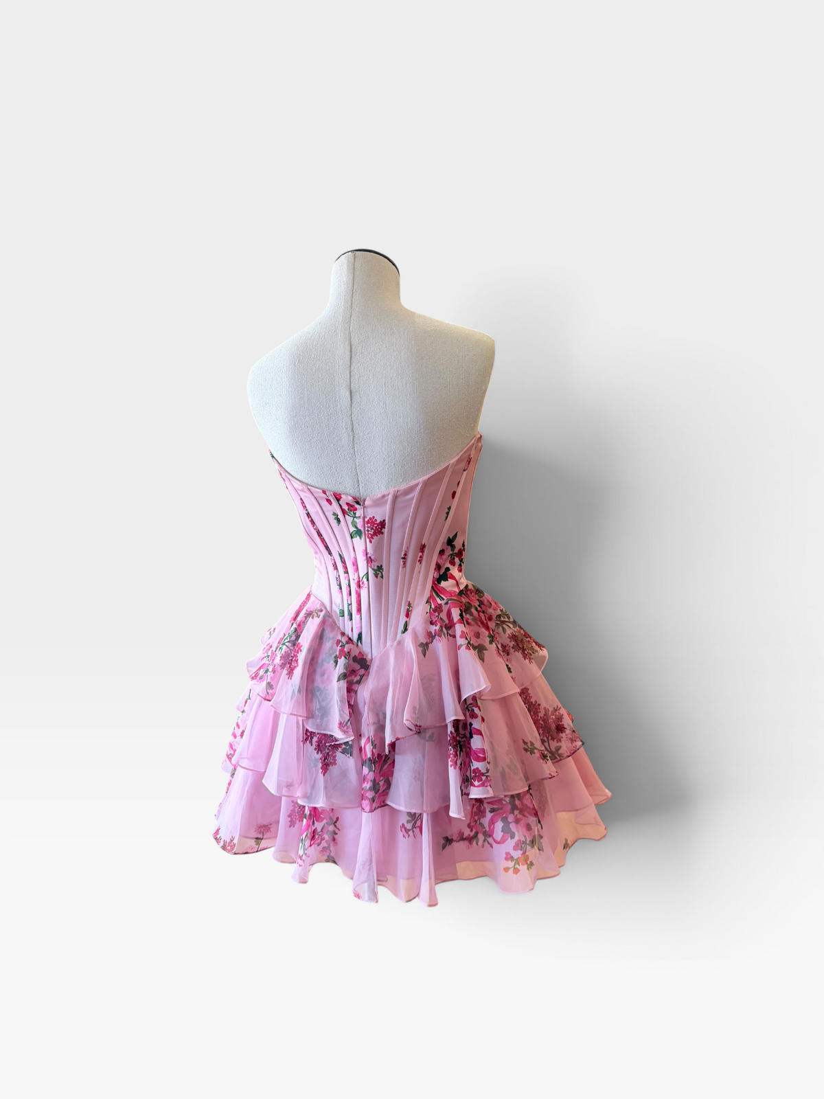 PINK FLORAL SHERRI HILL RUFFLE CROSET DRESS (ORG. $498) 6