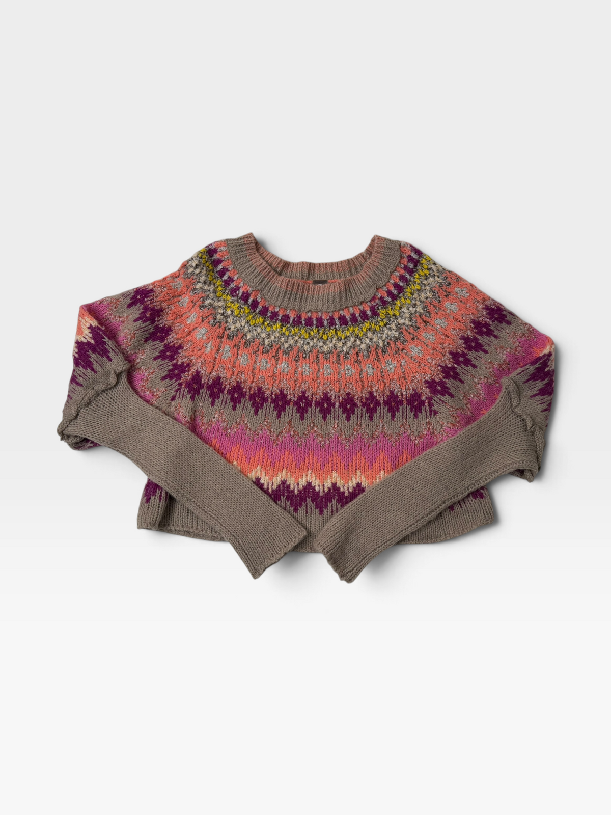PINK/BROWN FREE PEOPLE SWEATER L