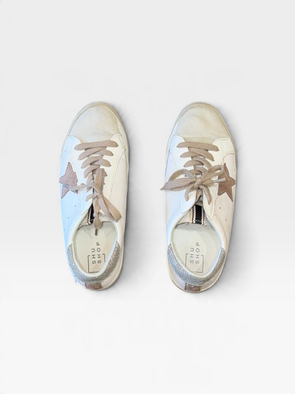 WHITE/TAN SHU SHOP SHOES 6