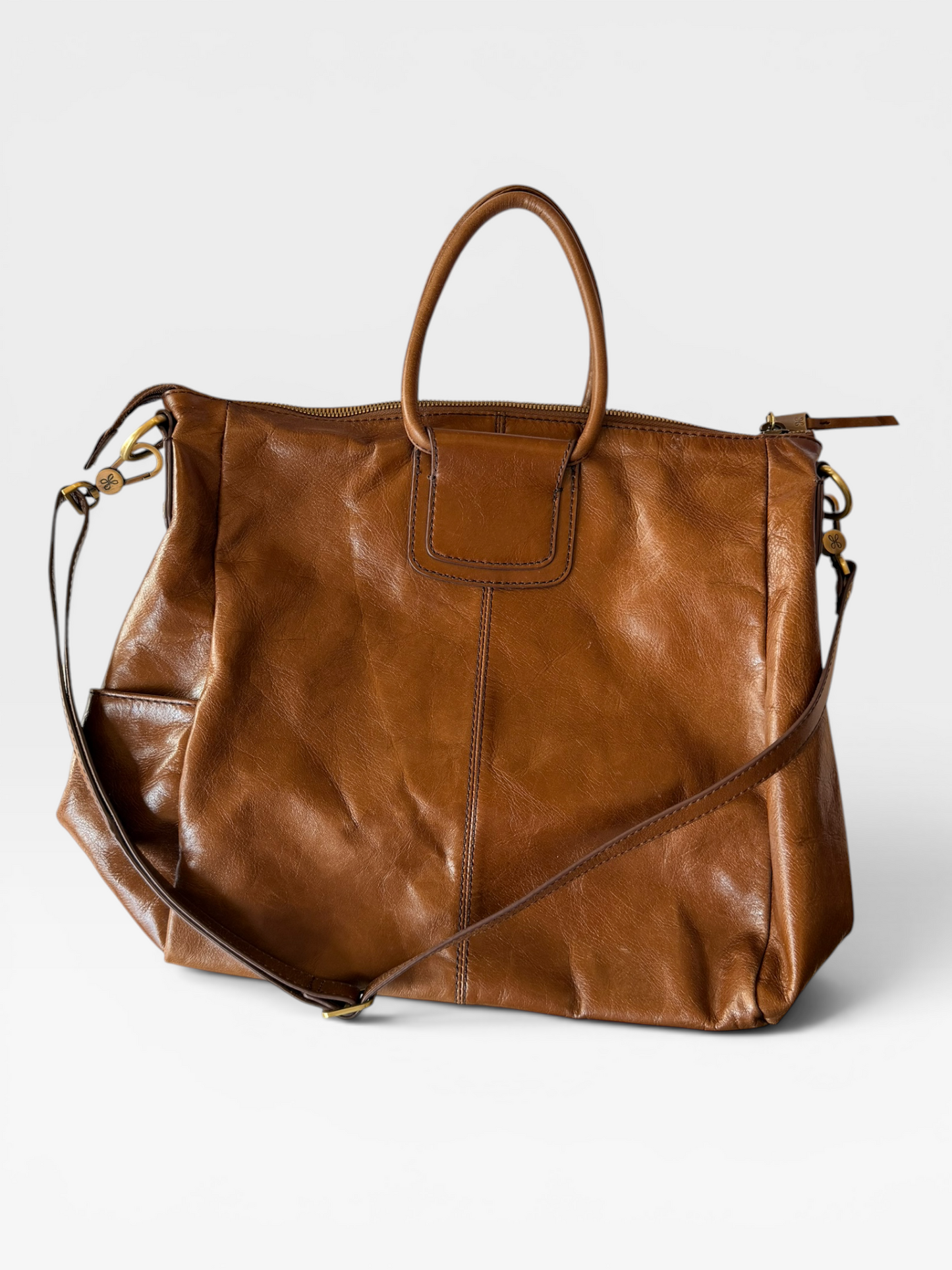 POLISHED LEATHER TRUFFLE HOBO PURSE (ORG. $298)