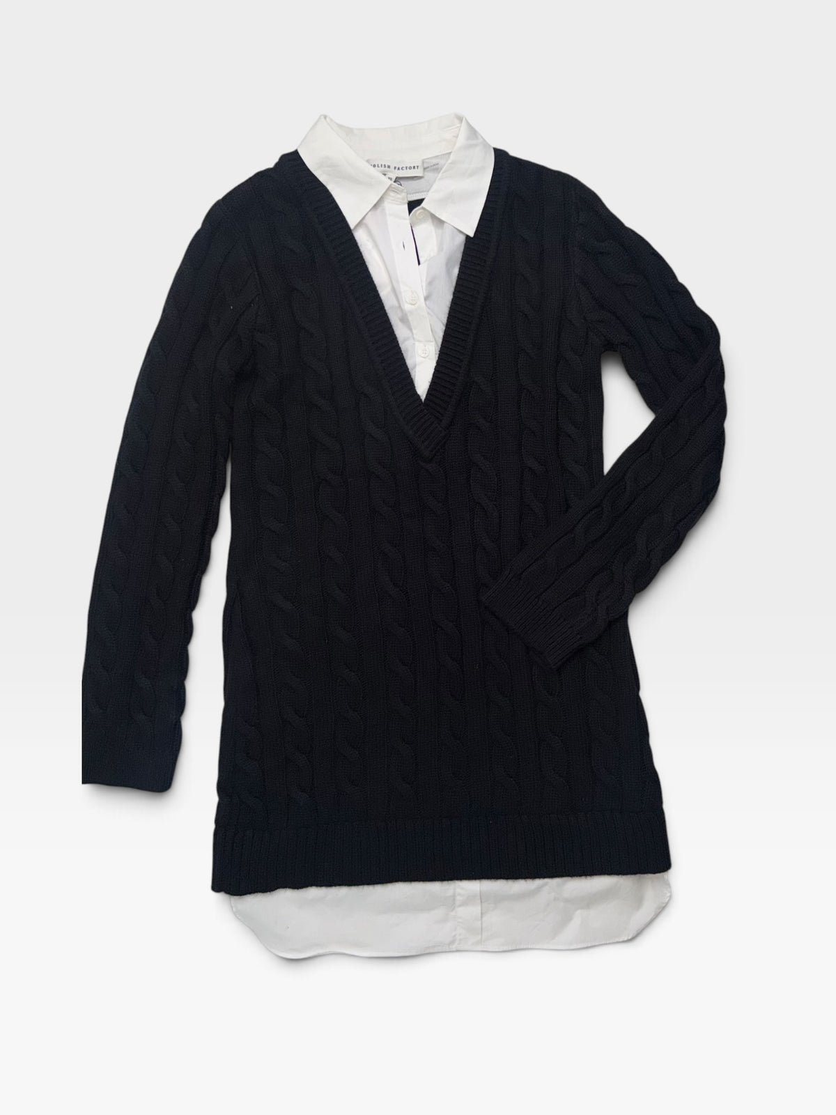 BLACK/WHITE ENGLISH FACTORY SWEATER DRESS (NWT $130) XS