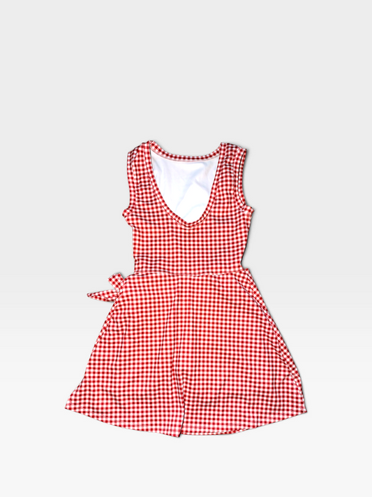RED/WHITE TALULAH CHECKERED ATHLETIC DRESS | S
