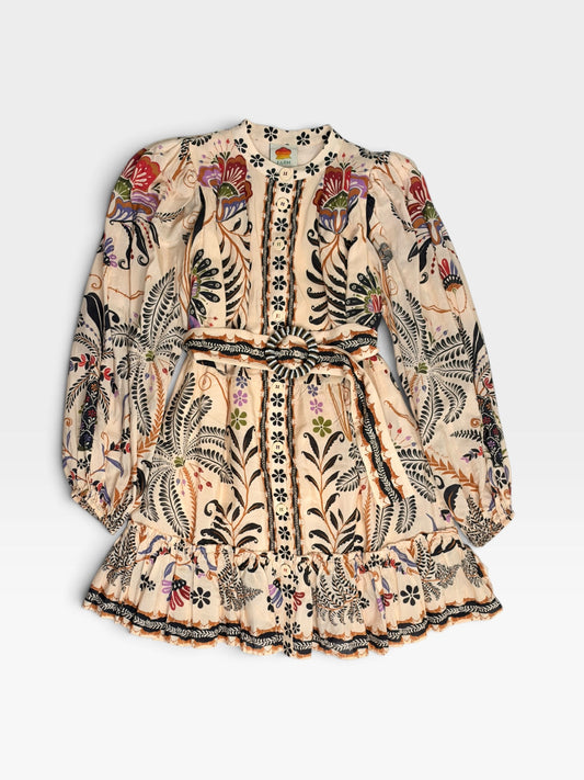 TAN FARM RIO CLASSIC NATURE MINI DRESS (ORG. $288) S