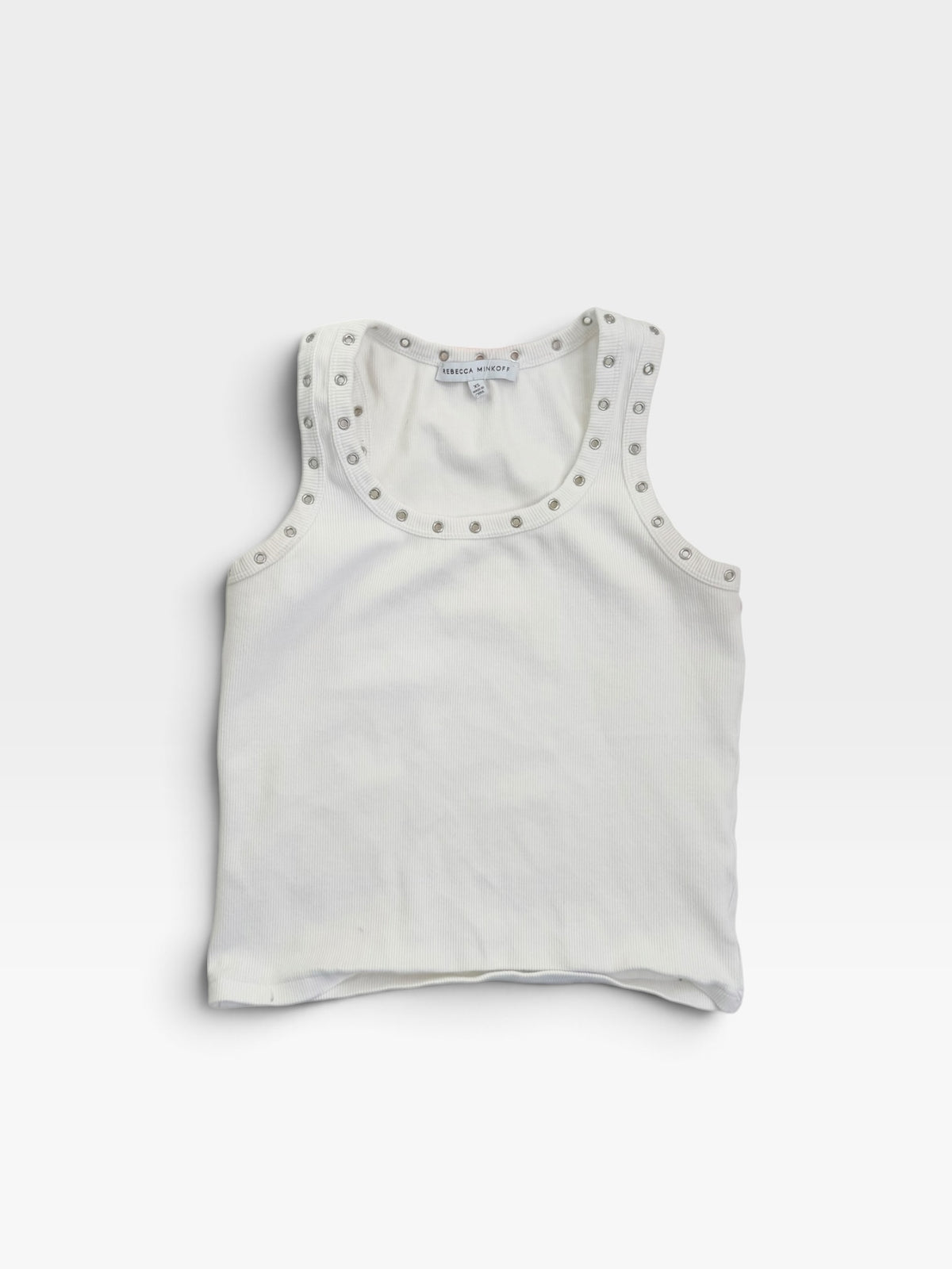 WHITE REBECCA MINKOFF GROMMET TANK XS