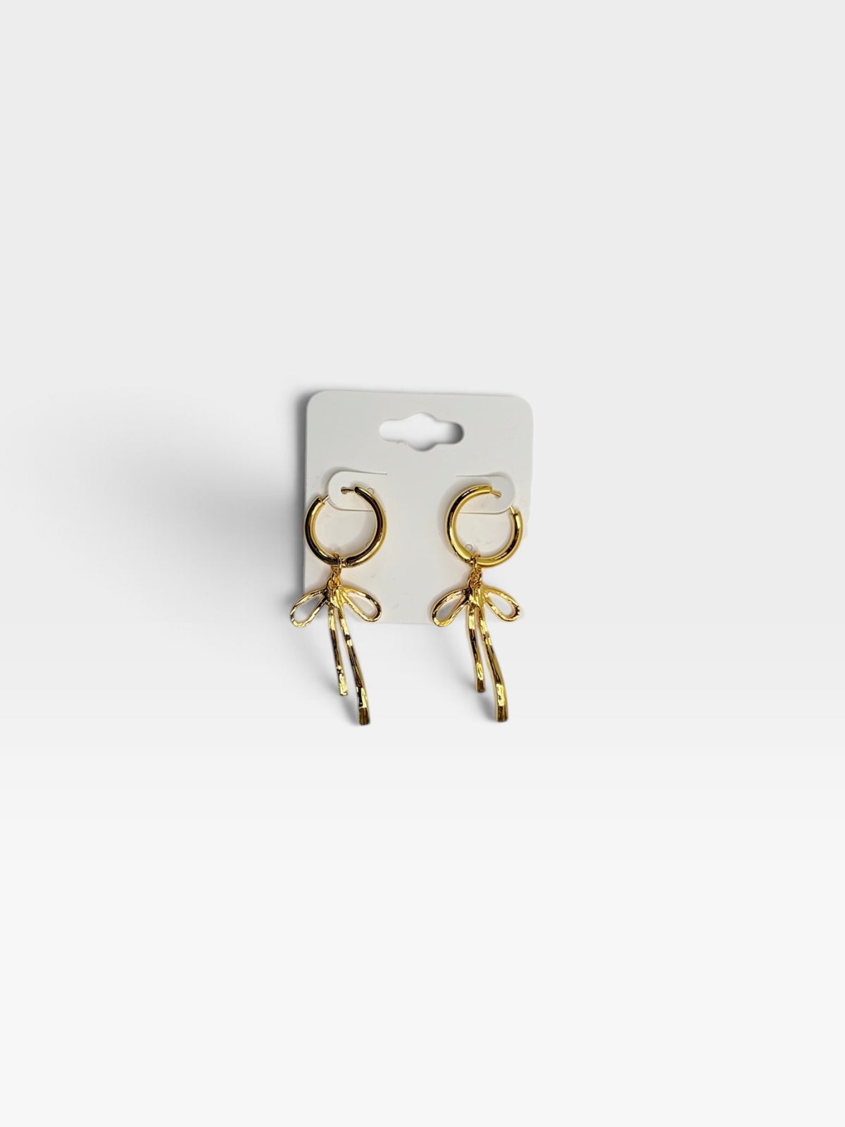 GOLD JANE MARIE 18K GOLD PLATED BOW HUGGIE EARRINGS
