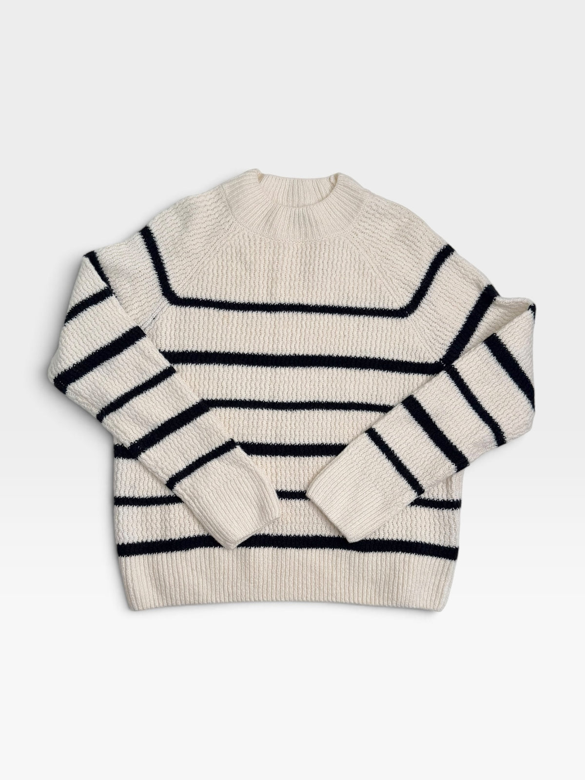 CREAM/BLACK STRIPE THE WORKSHOP SWEATER (NWT) L