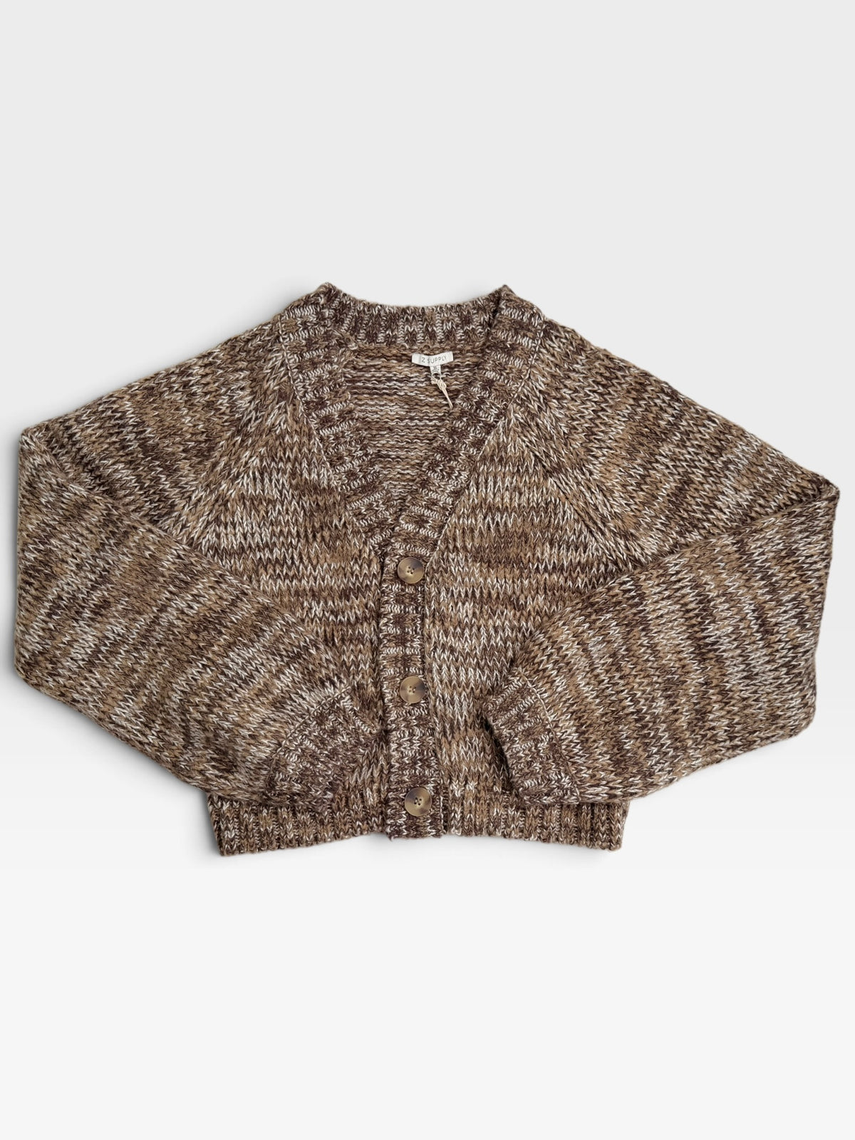 BROWN/WHITE Z SUPPLY CARDIGAN (NWT) L