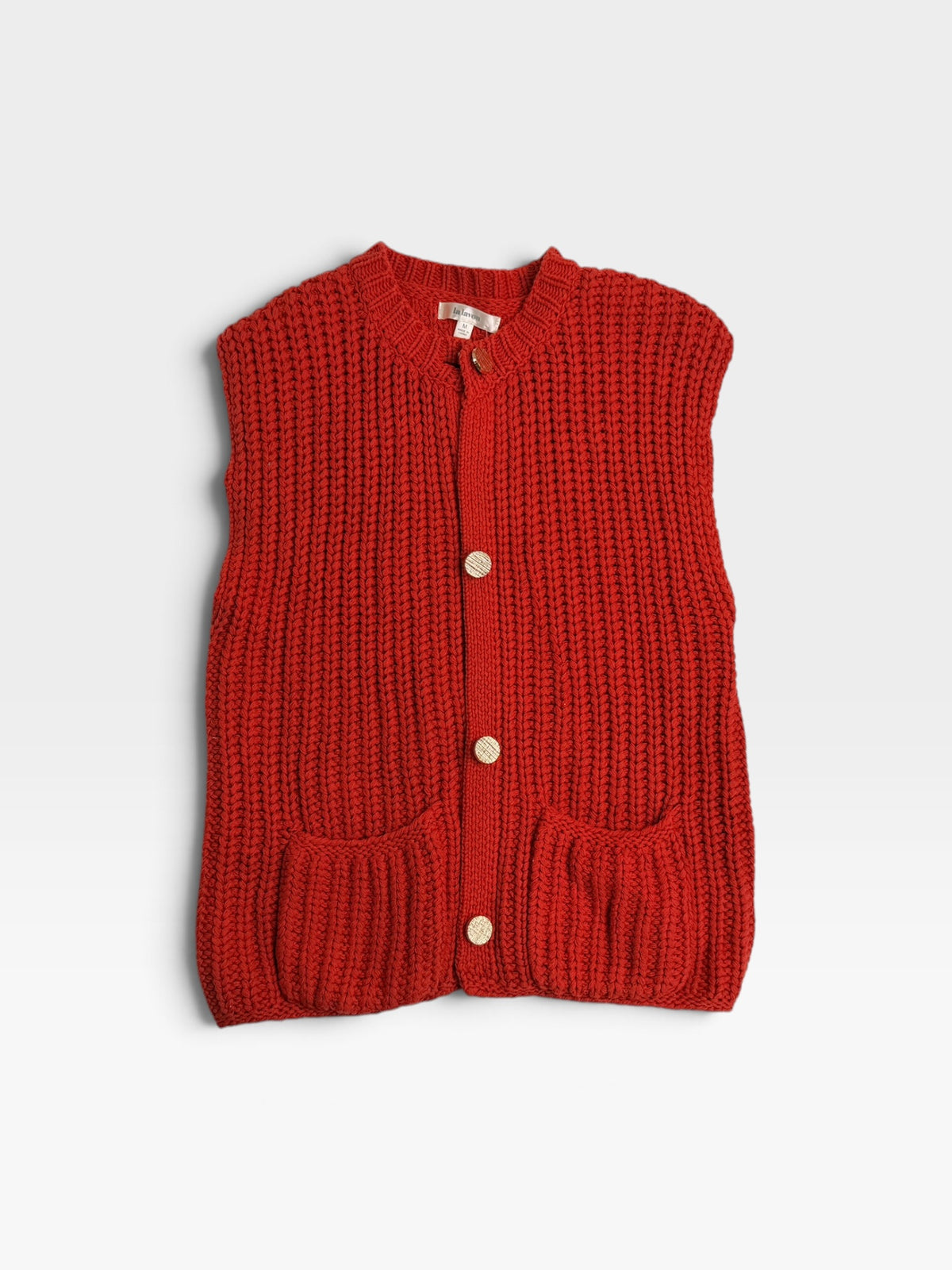 ORANGE/RED LA LAVON SWEATER VEST (NWT $64) M