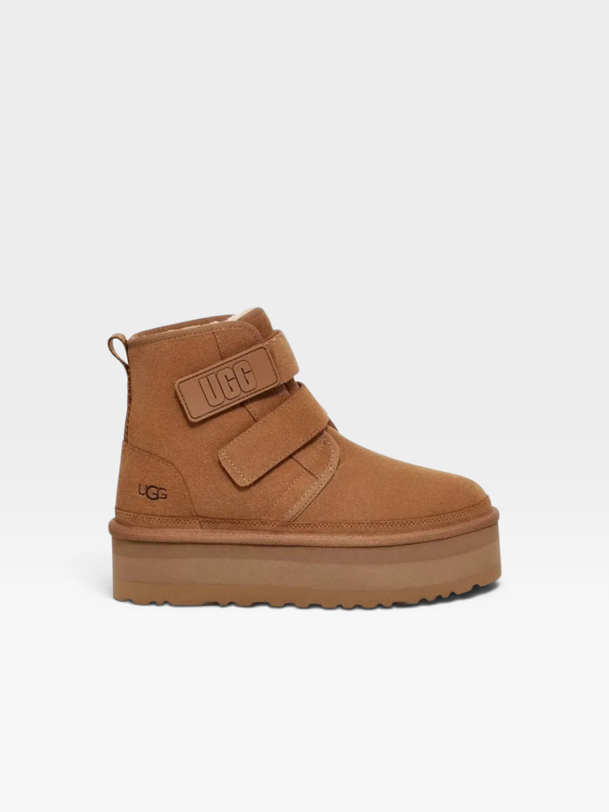 CHESTNUT UGG DOUBLE-STRAP PLATFORM BOOTS 9