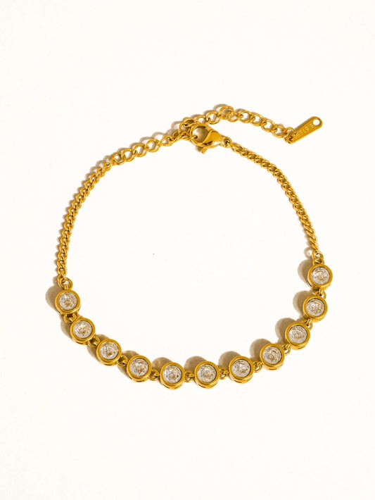 18K GOLD RHINESTONE CHAIN BRACELET (NON-TARNISH)