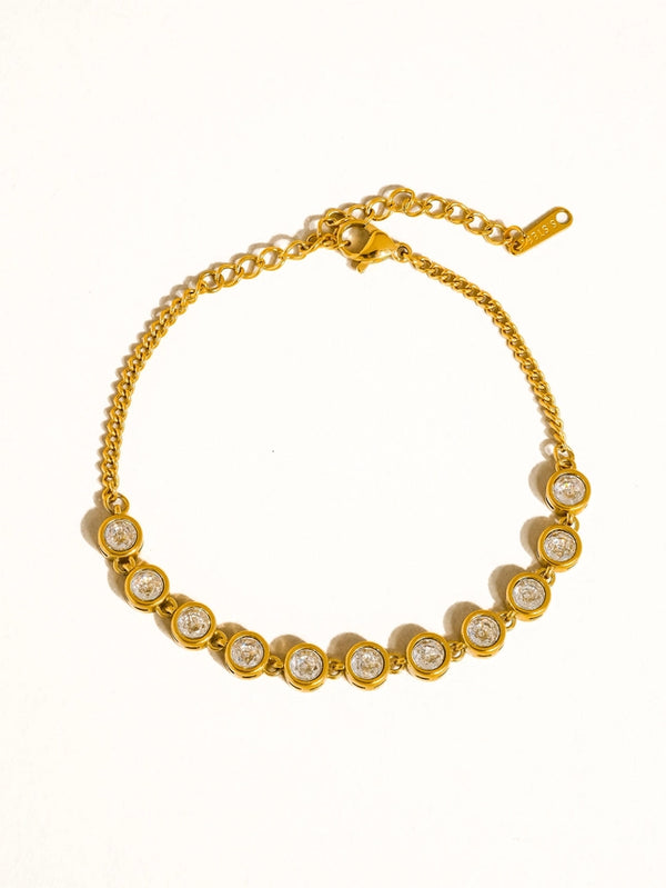 18K GOLD RHINESTONE CHAIN BRACELET (NON-TARNISH)