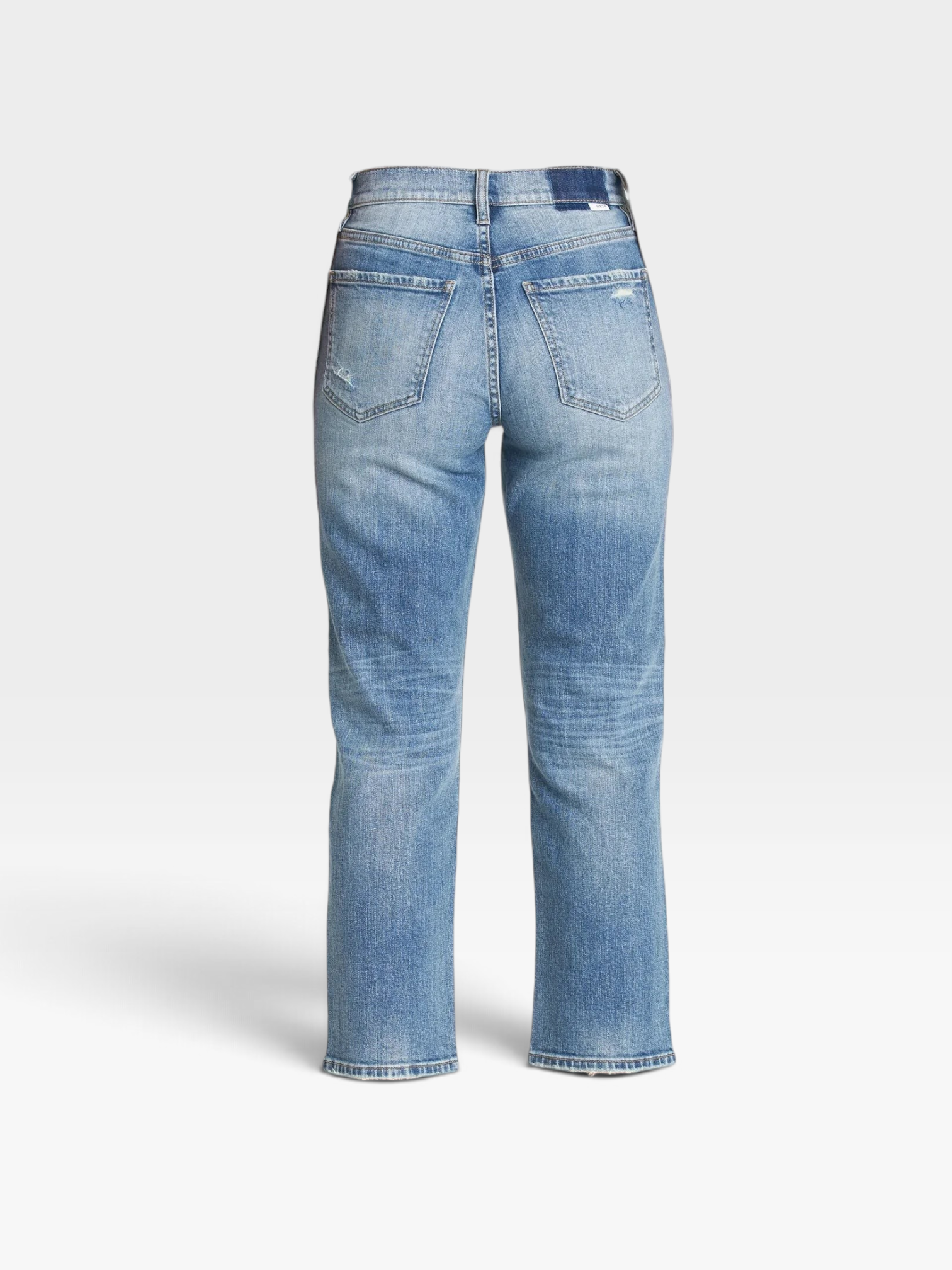 TheConsignmentBar daze blue denim jeans featuring a cropped straight-leg fit and back pocket detailing.