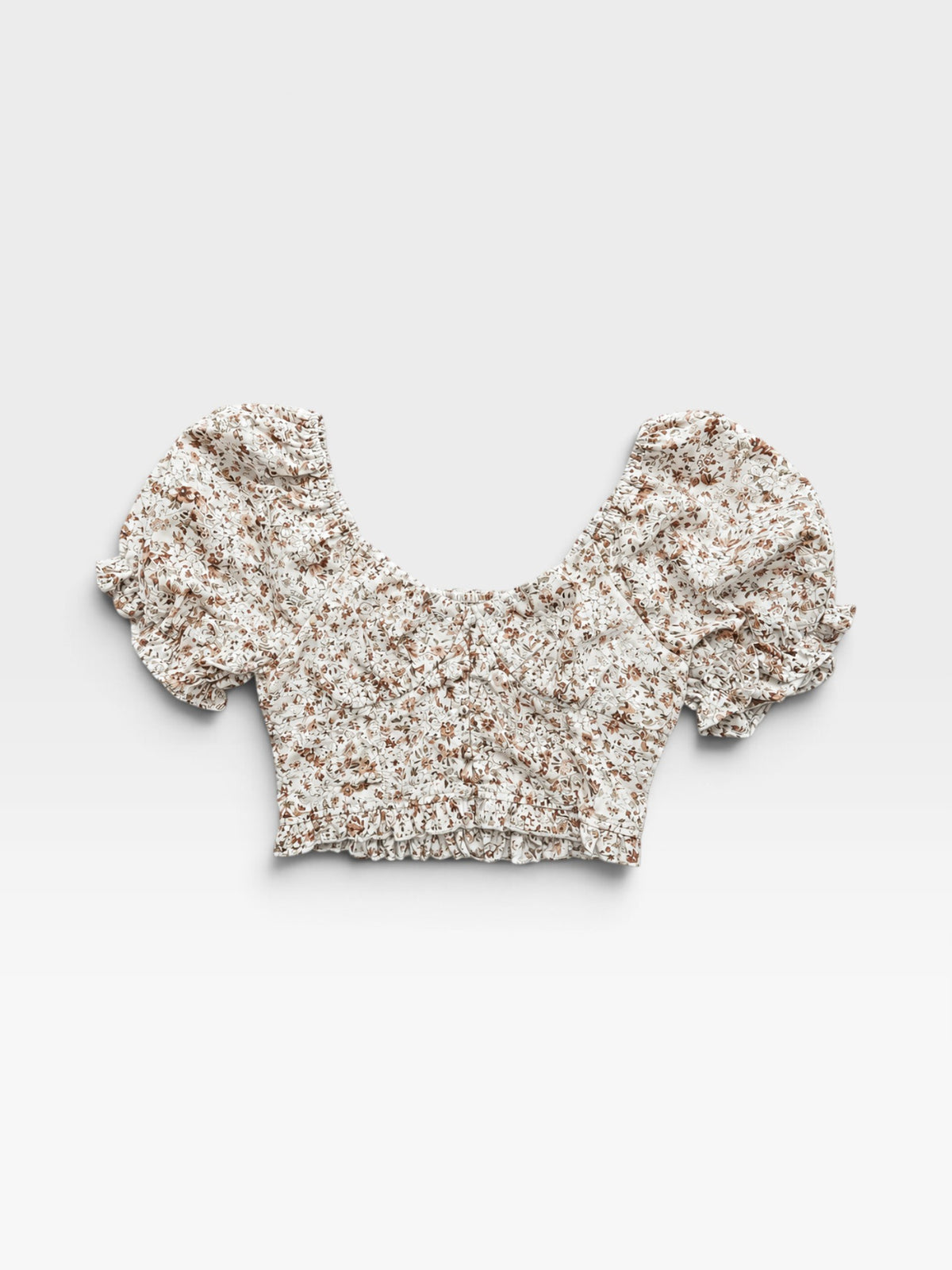 TheConsignmentBar altrd state floral print crop top with puff sleeves and ruched detailing in size XL