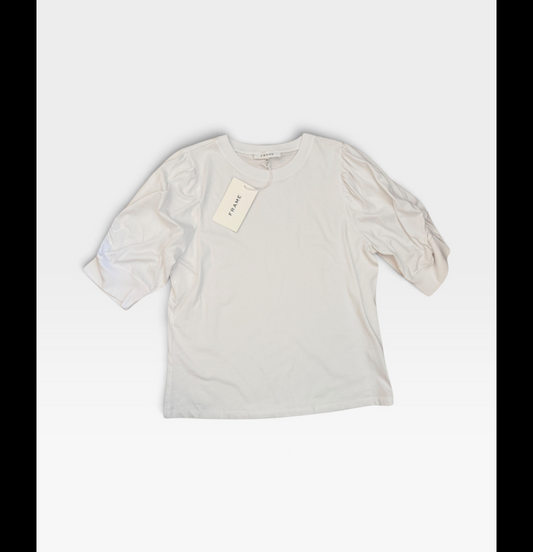 TheConsignmentBar Frame white Frankie tee with puff sleeves and original tags attached in size XL.