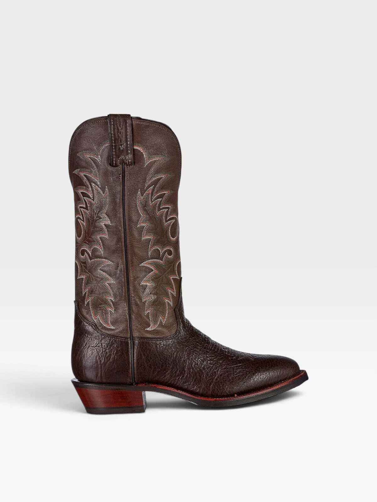 TheConsignmentBar Tony Lama men's java brown leather western boots with decorative stitching on the shaft
